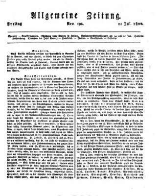 Allgemeine Zeitung Freitag 11. Juli 1800