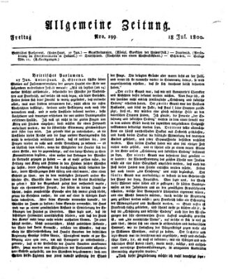 Allgemeine Zeitung Freitag 18. Juli 1800