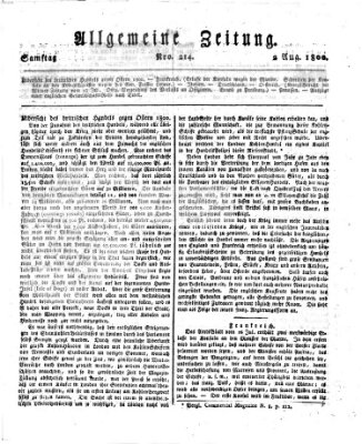 Allgemeine Zeitung Samstag 2. August 1800