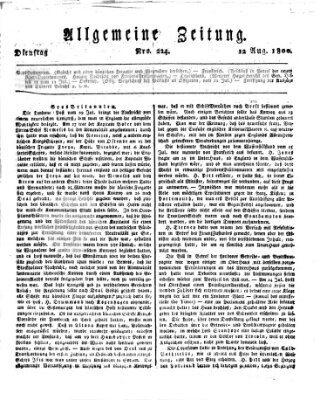 Allgemeine Zeitung Dienstag 12. August 1800