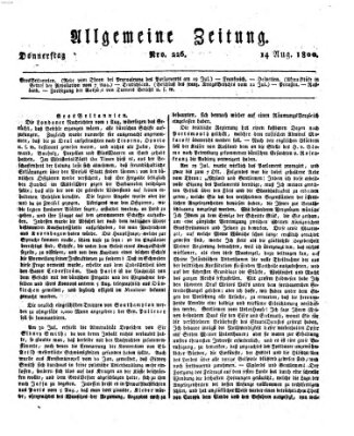 Allgemeine Zeitung Donnerstag 14. August 1800