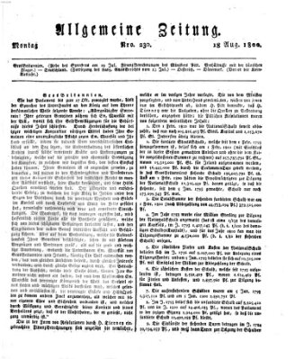 Allgemeine Zeitung Montag 18. August 1800