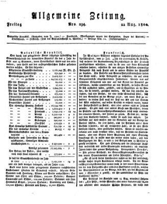 Allgemeine Zeitung Freitag 22. August 1800