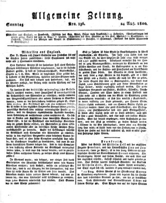 Allgemeine Zeitung Sonntag 24. August 1800