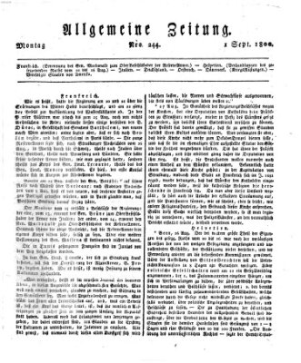 Allgemeine Zeitung Montag 1. September 1800