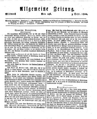 Allgemeine Zeitung Mittwoch 3. September 1800