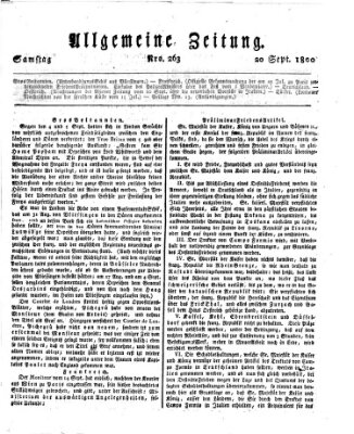 Allgemeine Zeitung Samstag 20. September 1800