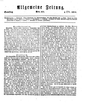 Allgemeine Zeitung Samstag 4. Oktober 1800