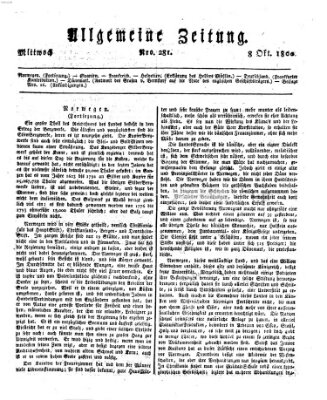 Allgemeine Zeitung Mittwoch 8. Oktober 1800