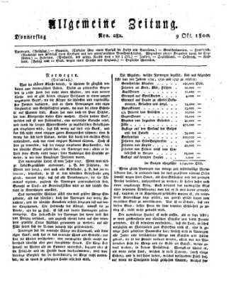 Allgemeine Zeitung Donnerstag 9. Oktober 1800