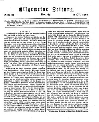 Allgemeine Zeitung Sonntag 12. Oktober 1800