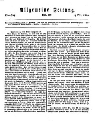 Allgemeine Zeitung Dienstag 14. Oktober 1800