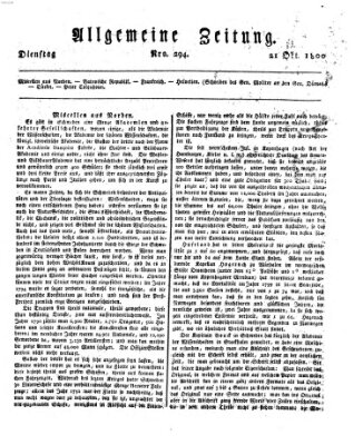 Allgemeine Zeitung Dienstag 21. Oktober 1800