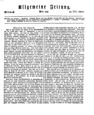 Allgemeine Zeitung Mittwoch 22. Oktober 1800