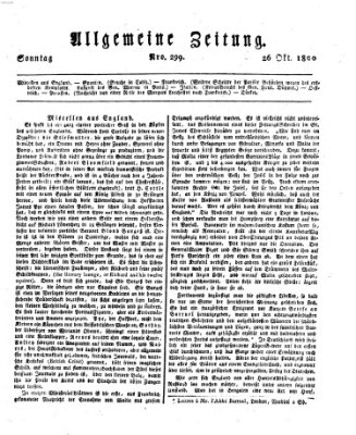 Allgemeine Zeitung Sonntag 26. Oktober 1800