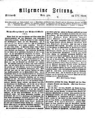 Allgemeine Zeitung Mittwoch 29. Oktober 1800