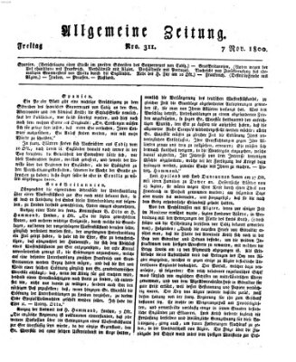 Allgemeine Zeitung Freitag 7. November 1800