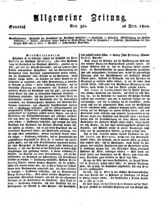 Allgemeine Zeitung Sonntag 16. November 1800