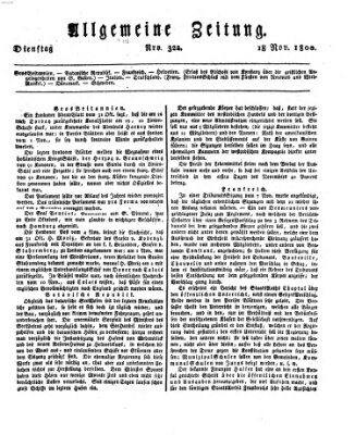 Allgemeine Zeitung Dienstag 18. November 1800