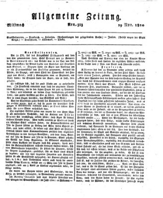 Allgemeine Zeitung Mittwoch 19. November 1800