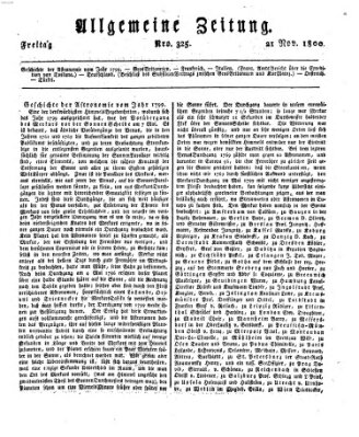 Allgemeine Zeitung Freitag 21. November 1800