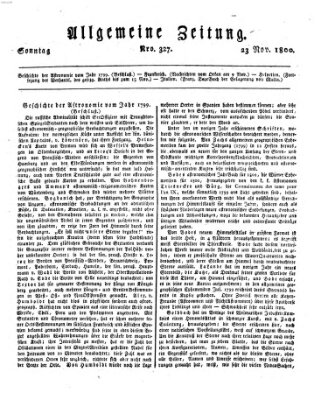 Allgemeine Zeitung Sonntag 23. November 1800