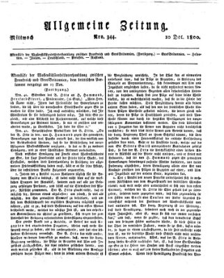 Allgemeine Zeitung Mittwoch 10. Dezember 1800