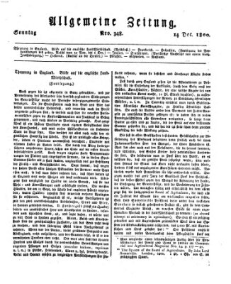 Allgemeine Zeitung Sonntag 14. Dezember 1800