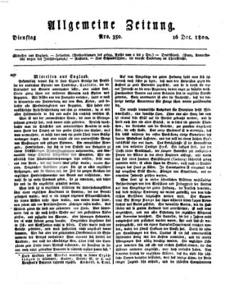 Allgemeine Zeitung Dienstag 16. Dezember 1800