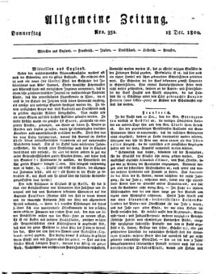 Allgemeine Zeitung Donnerstag 18. Dezember 1800