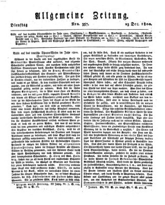 Allgemeine Zeitung Dienstag 23. Dezember 1800