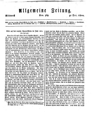 Allgemeine Zeitung Mittwoch 31. Dezember 1800