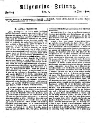 Allgemeine Zeitung Freitag 2. Januar 1801