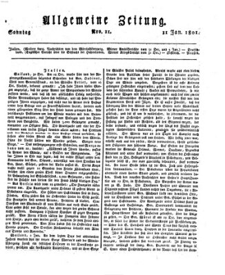 Allgemeine Zeitung Sonntag 11. Januar 1801