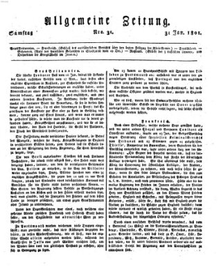 Allgemeine Zeitung Samstag 31. Januar 1801