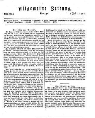 Allgemeine Zeitung Sonntag 1. Februar 1801