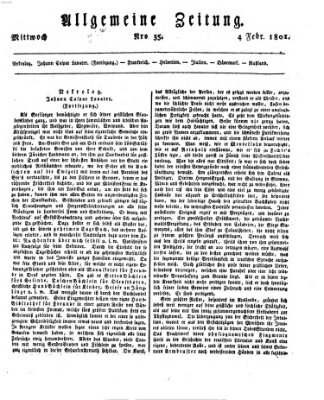 Allgemeine Zeitung Mittwoch 4. Februar 1801