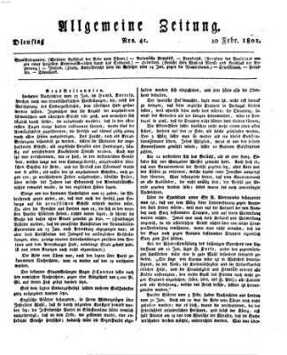 Allgemeine Zeitung Dienstag 10. Februar 1801