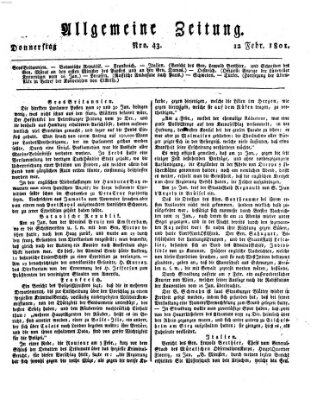 Allgemeine Zeitung Donnerstag 12. Februar 1801