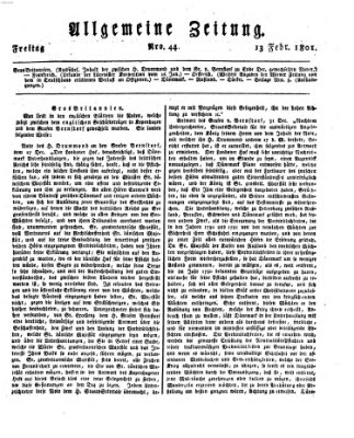 Allgemeine Zeitung Freitag 13. Februar 1801