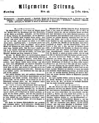 Allgemeine Zeitung Samstag 14. Februar 1801