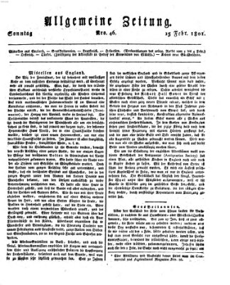 Allgemeine Zeitung Sonntag 15. Februar 1801