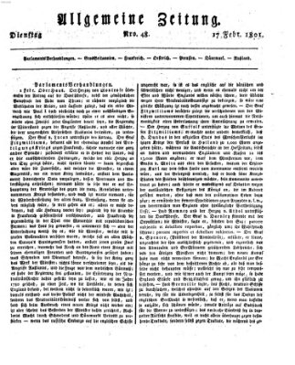 Allgemeine Zeitung Dienstag 17. Februar 1801