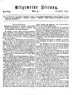 Allgemeine Zeitung Freitag 20. Februar 1801