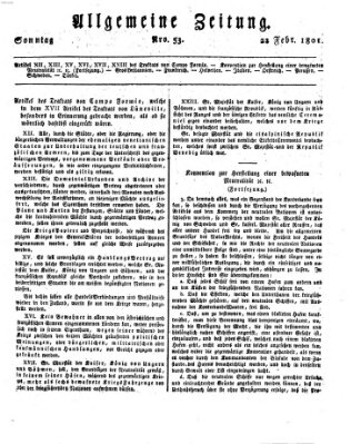 Allgemeine Zeitung Sonntag 22. Februar 1801