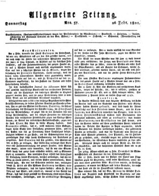 Allgemeine Zeitung Donnerstag 26. Februar 1801