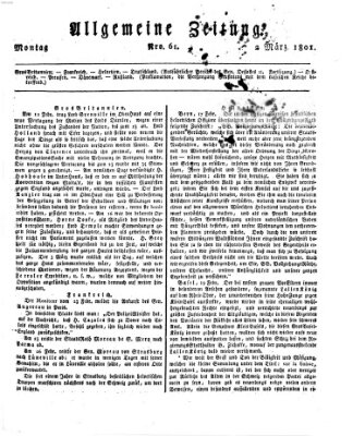 Allgemeine Zeitung Montag 2. März 1801