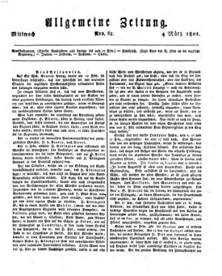 Allgemeine Zeitung Mittwoch 4. März 1801