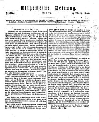 Allgemeine Zeitung Freitag 13. März 1801