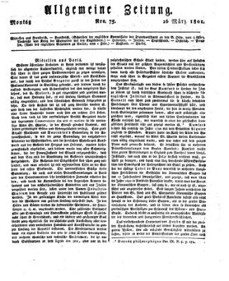 Allgemeine Zeitung Montag 16. März 1801